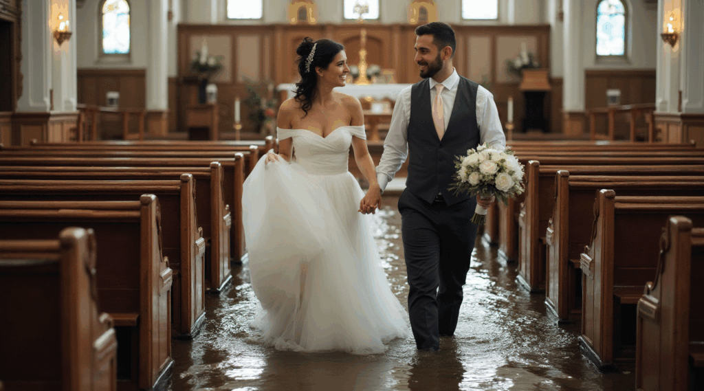 Tresor feuerfest wasserdicht, Brautpaar in der Kirche